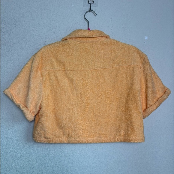 Atoir AUS The Santorini Mango Orange Terry Cloth Cropped Button Down Top S - Picture 6 of 11